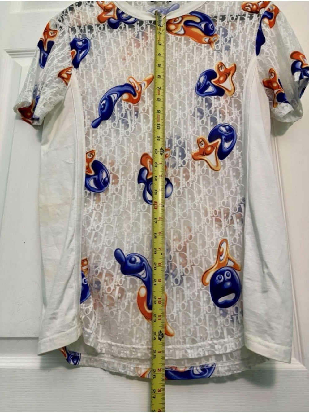 Dior Oblique Sheer Mesh See Through Kenny Scharf White Sz M Shirt - Picture 5 of 6